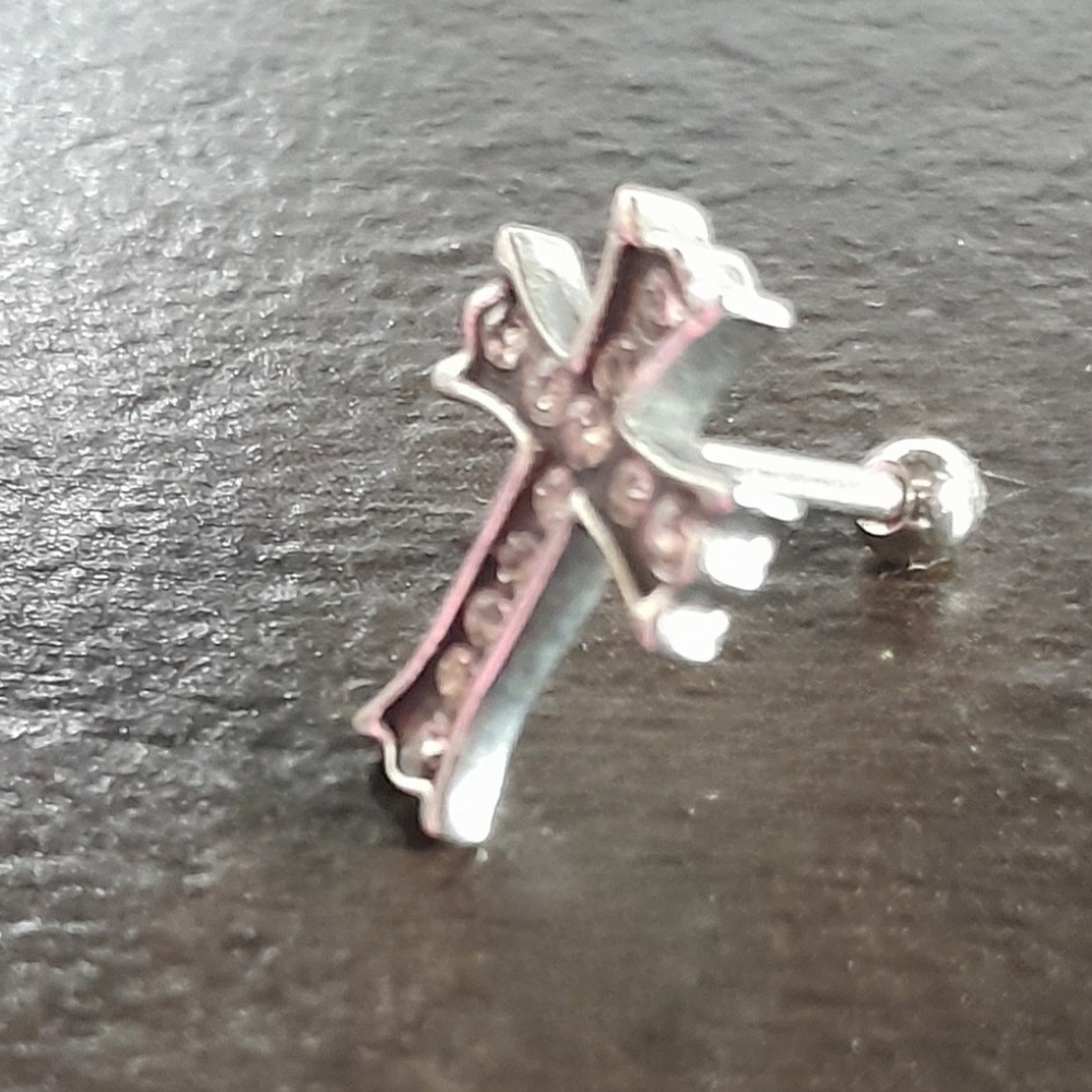 Crystal Cross Labret Stud
